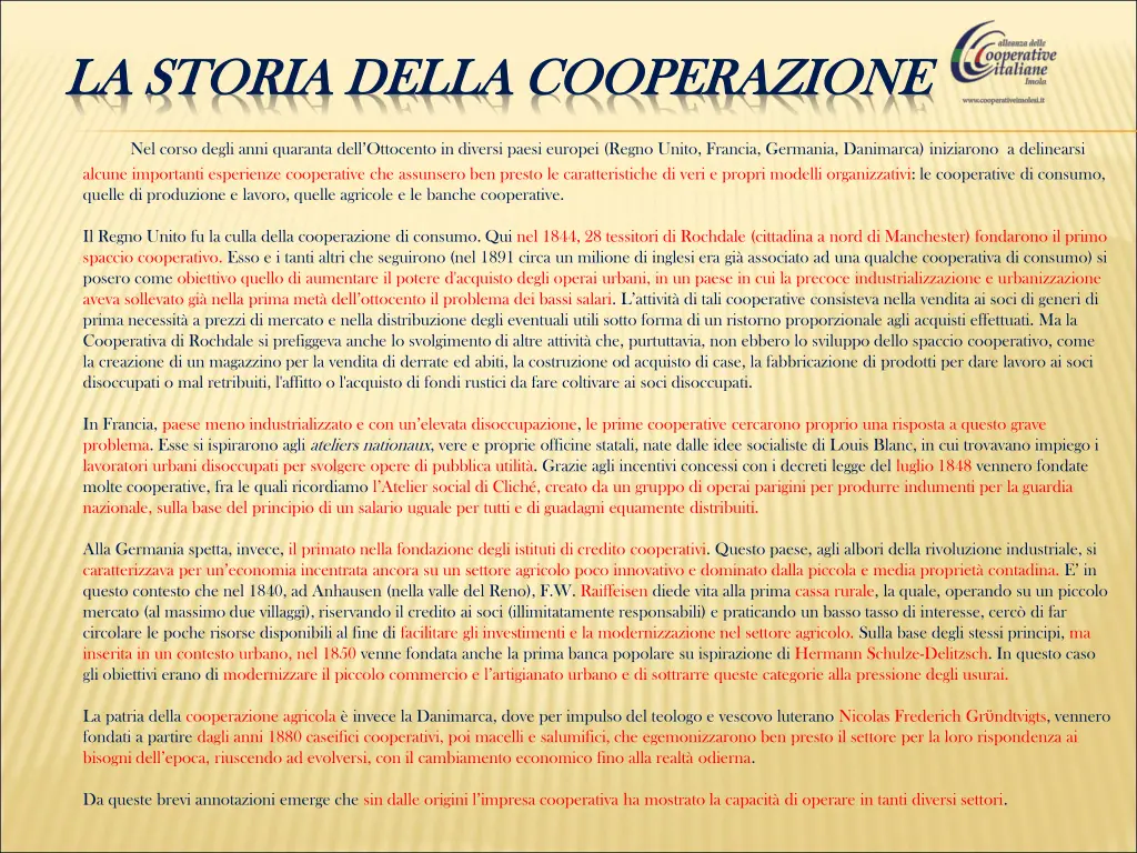la storia della cooperazione la storia della