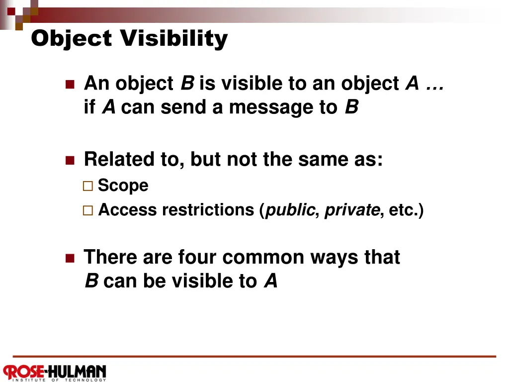 object visibility