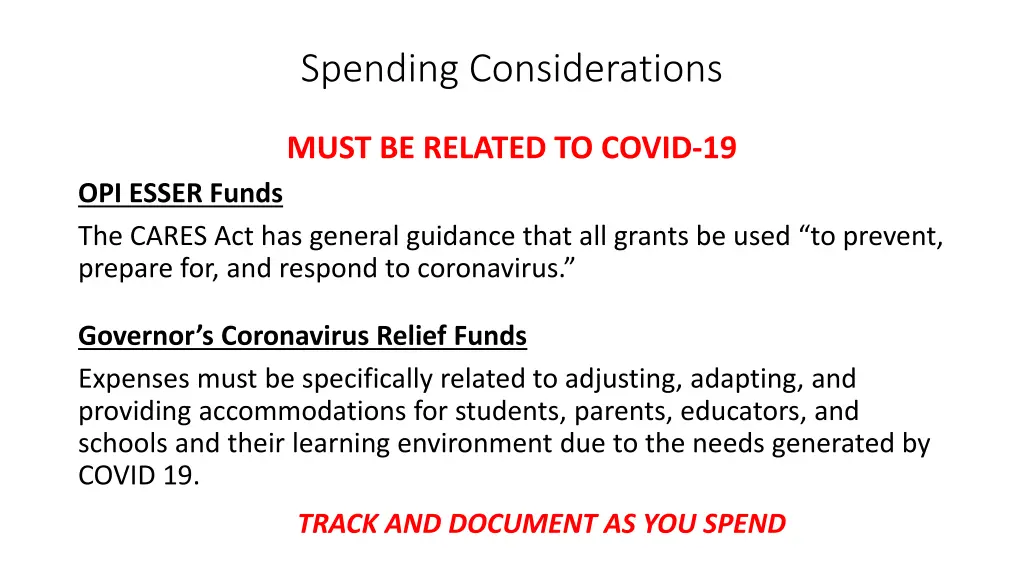 spending considerations