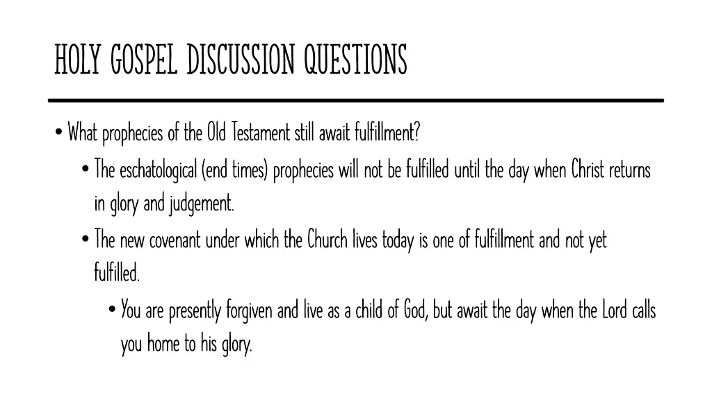 holy gospel discussion questions 3