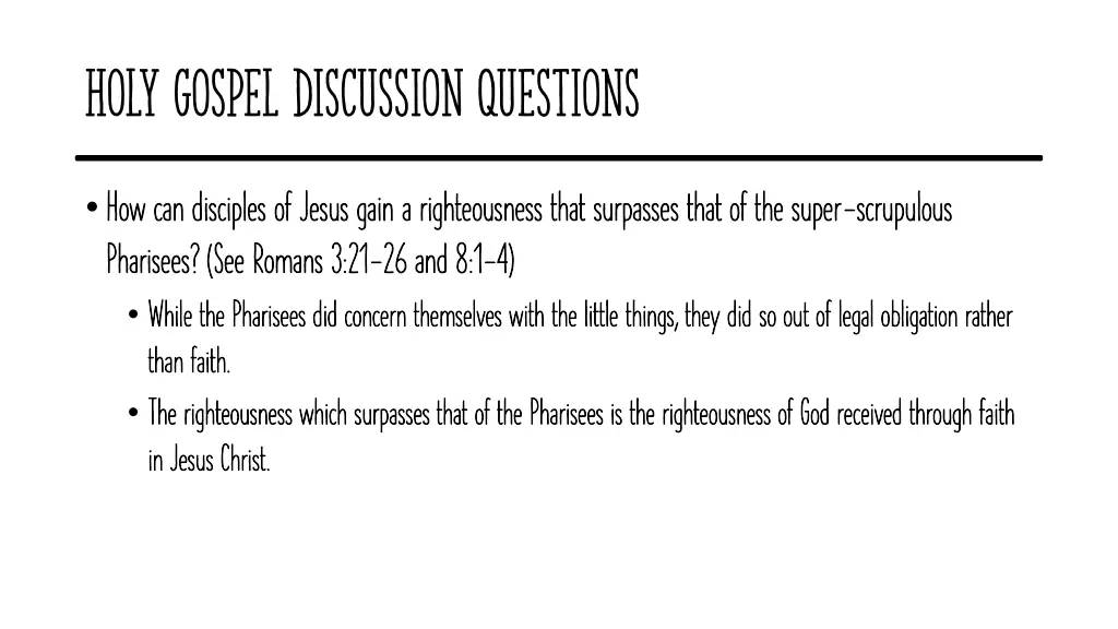 holy gospel discussion questions 5