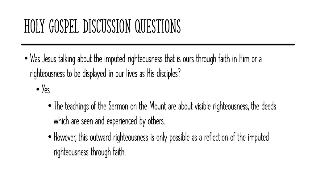 holy gospel discussion questions 6