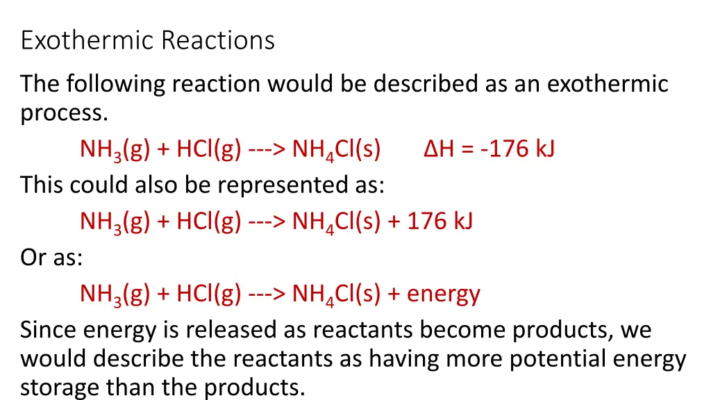 exothermic reactions