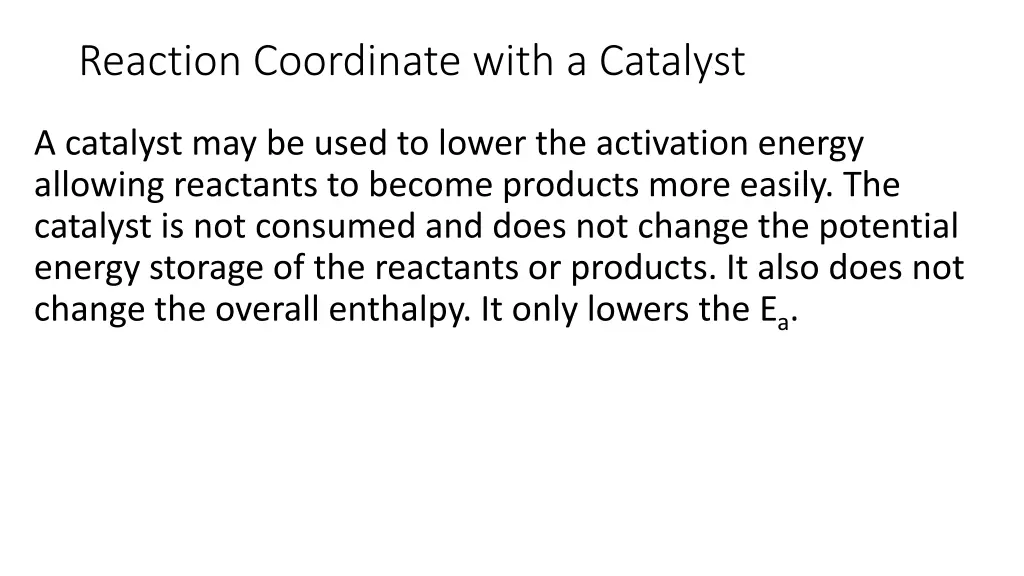 reaction coordinate with a catalyst