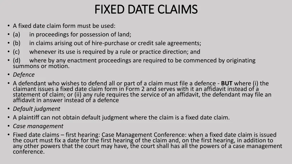 fixed date claims fixed date claims