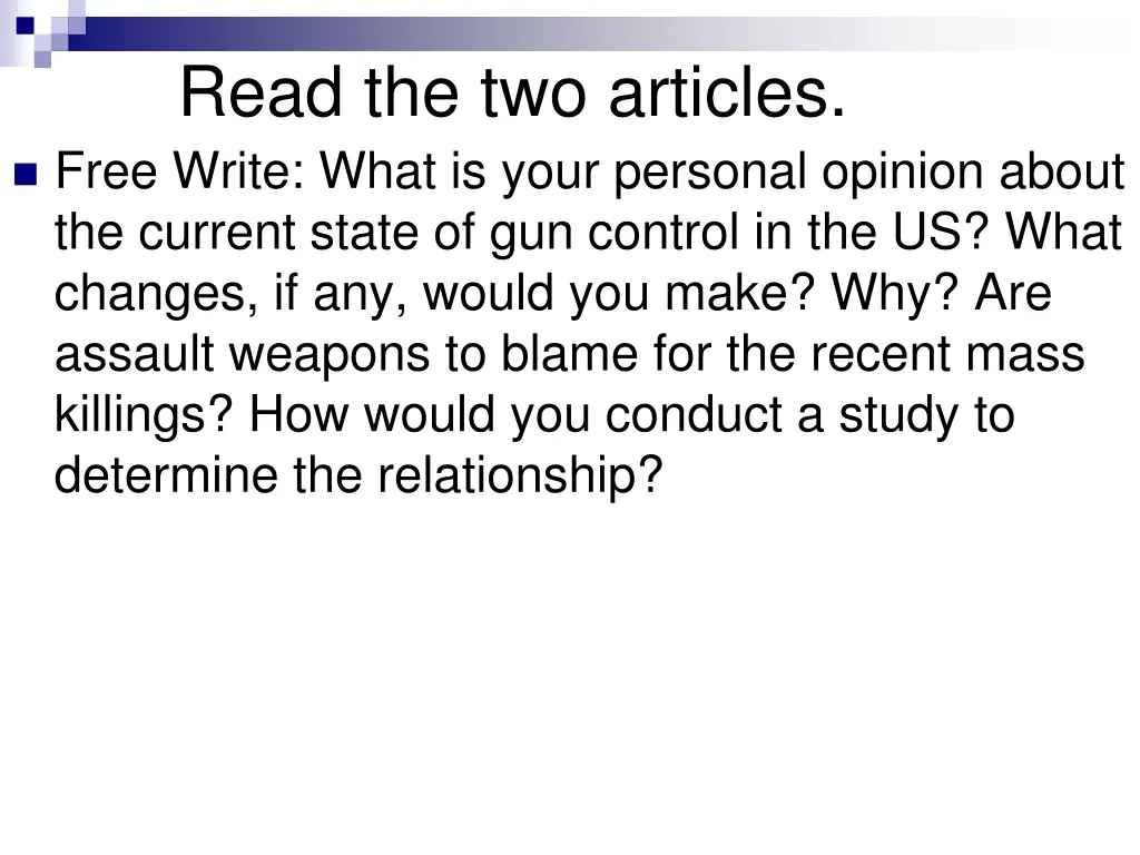 read the two articles free write what is your