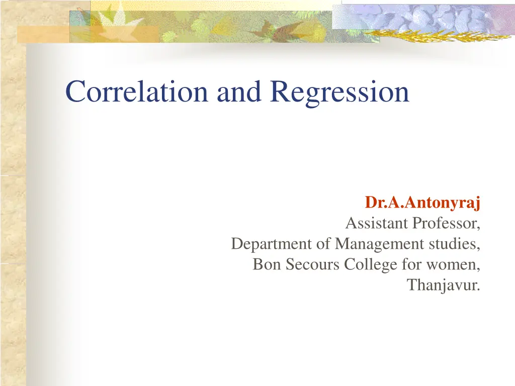correlation and regression