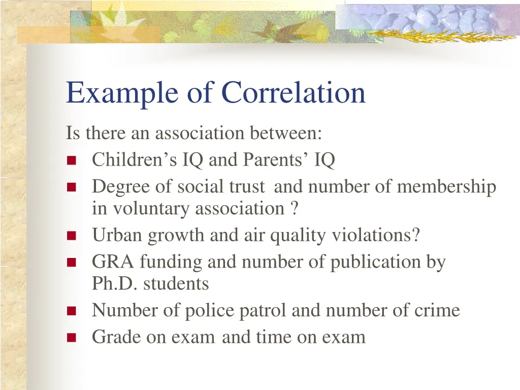 example of correlation