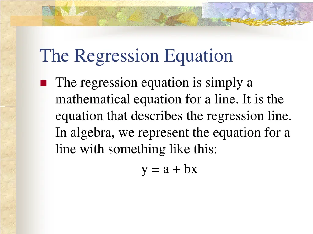the regression equation