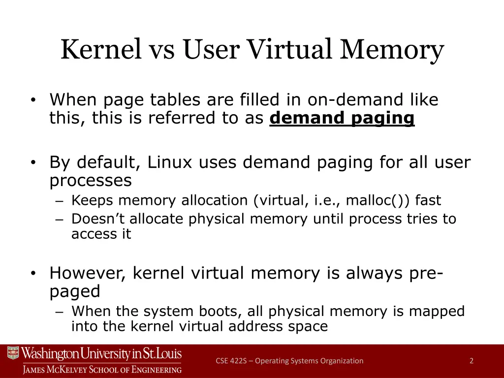 kernel vs user virtual memory