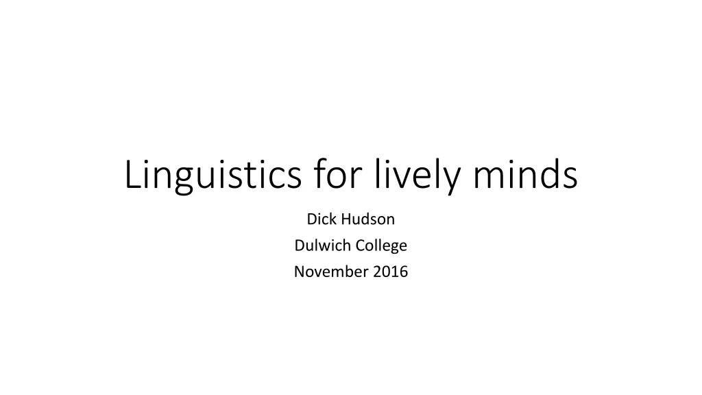linguistics for lively minds