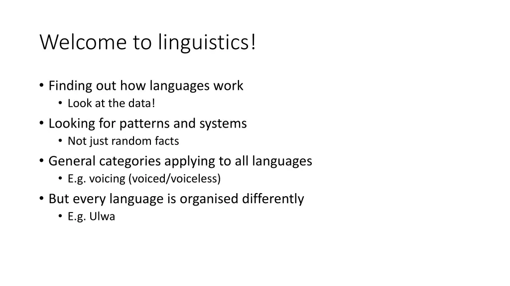 welcome to linguistics