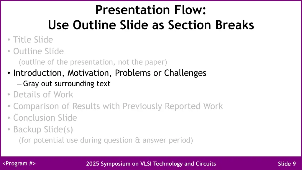 presentation flow use outline slide as section