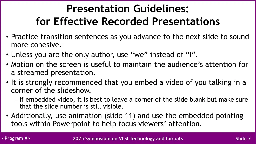 presentation guidelines for effective recorded