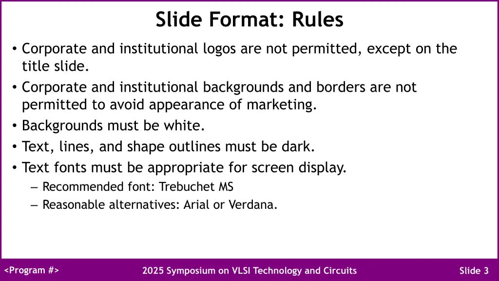 slide format rules