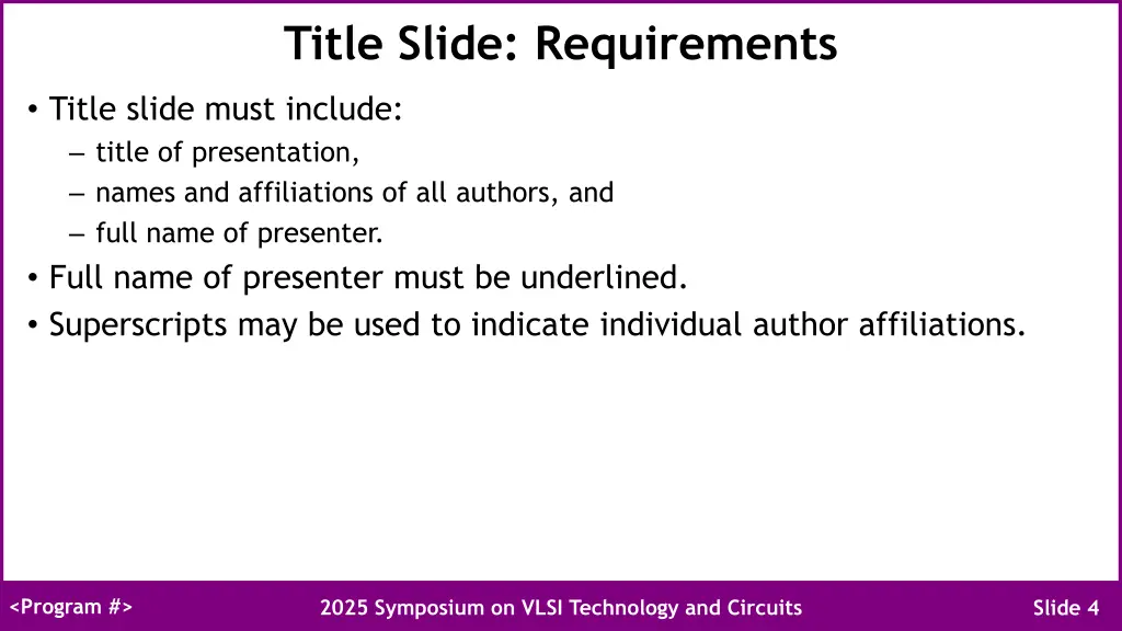 title slide requirements
