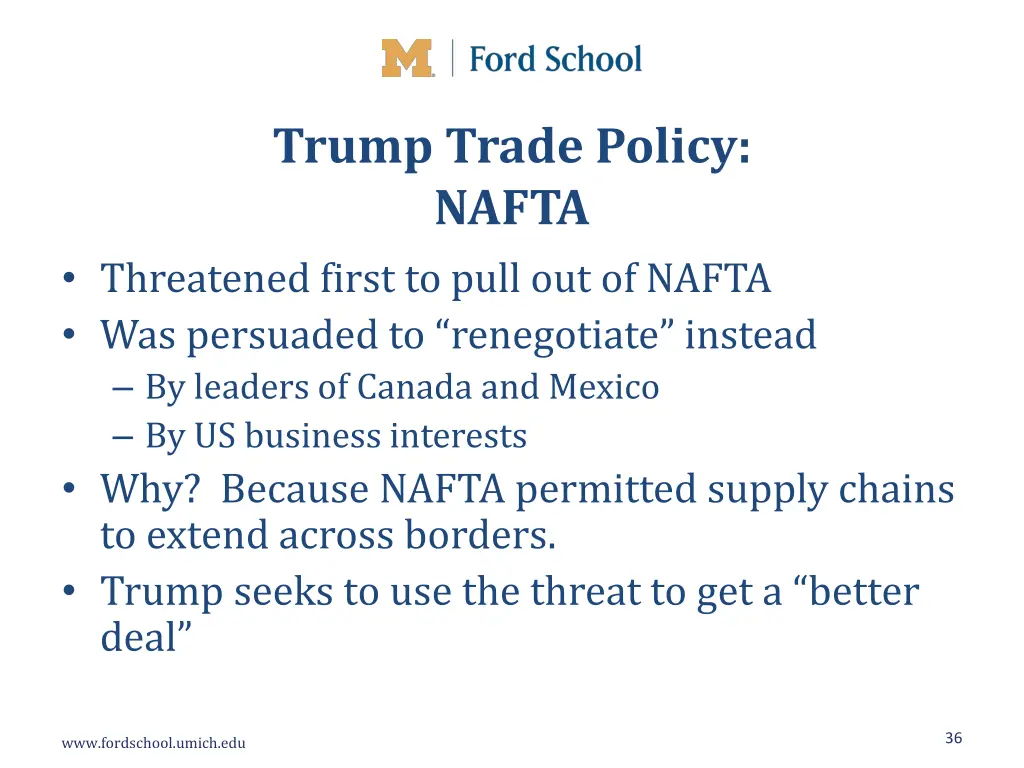 trump trade policy nafta threatened first to pull