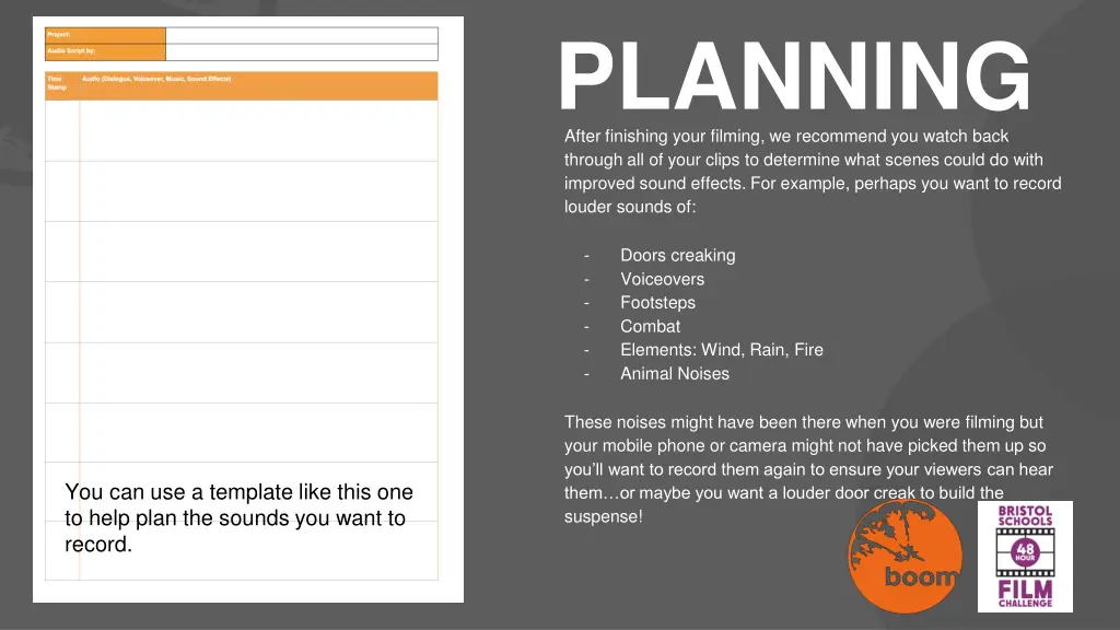 planning after finishing your filming