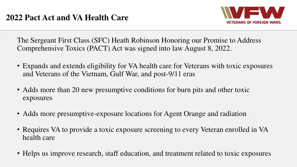 2022 pact act and va health care