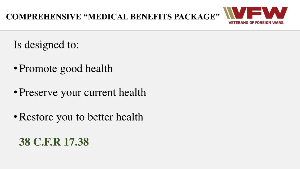 comprehensive medical benefits package