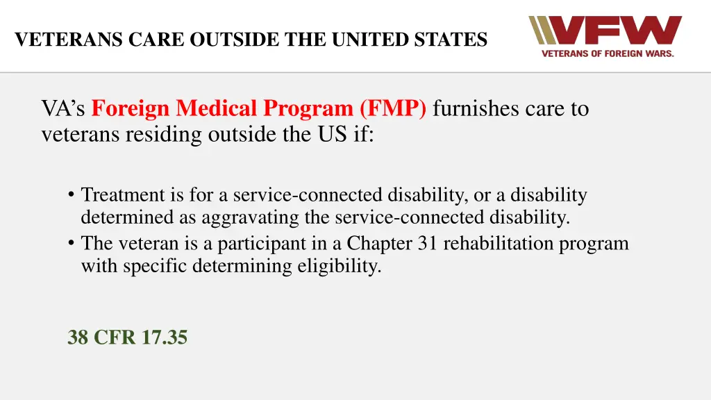 veterans care outside the united states