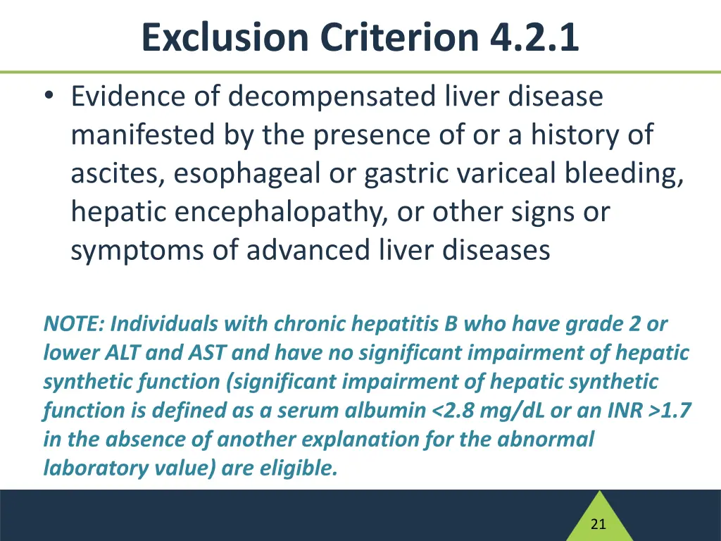 exclusion criterion 4 2 1 evidence