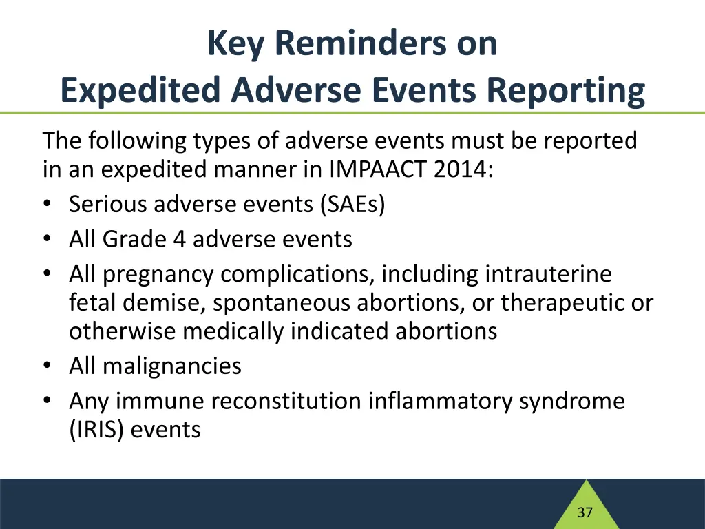 key reminders on expedited adverse events