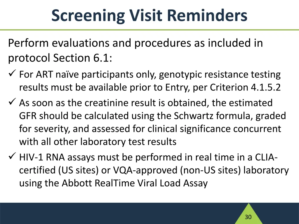 screening visit reminders