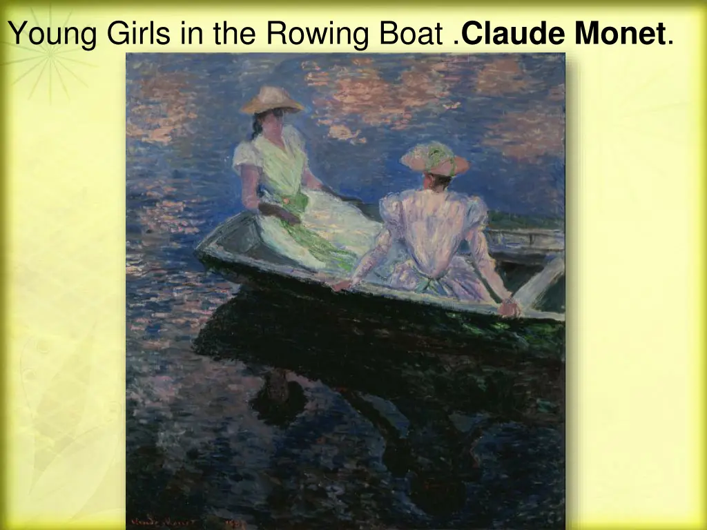 young girls in the rowing boat claude monet