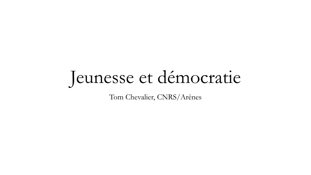 jeunesse et d mocratie