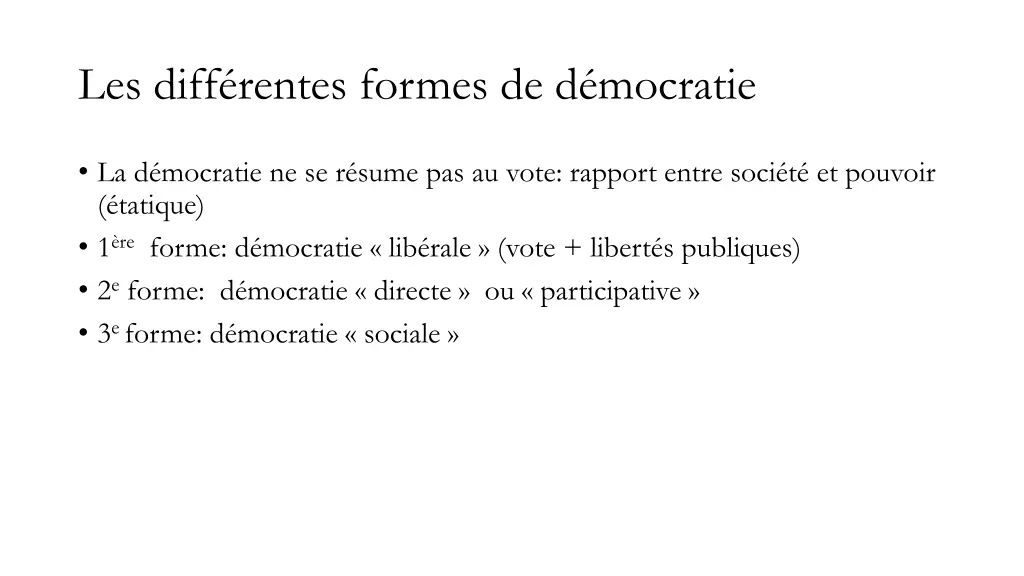 les diff rentes formes de d mocratie