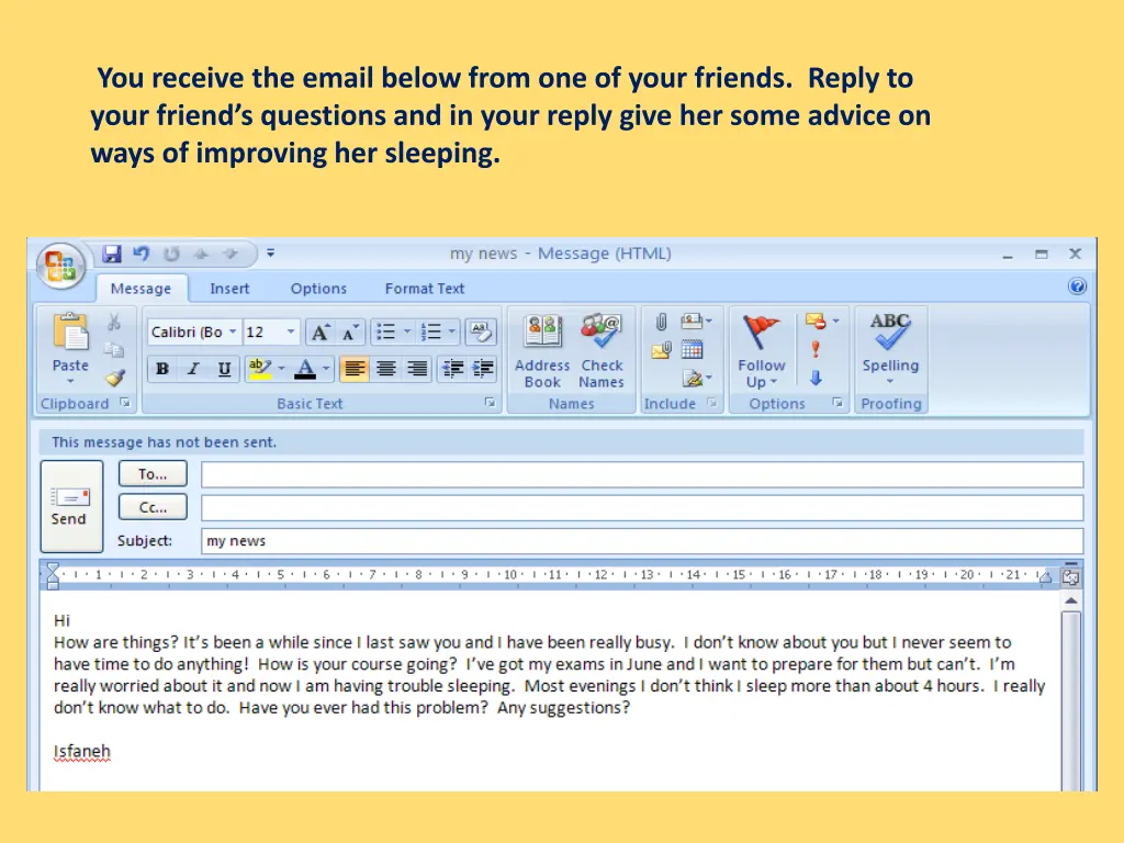 you receive the email below from one of your