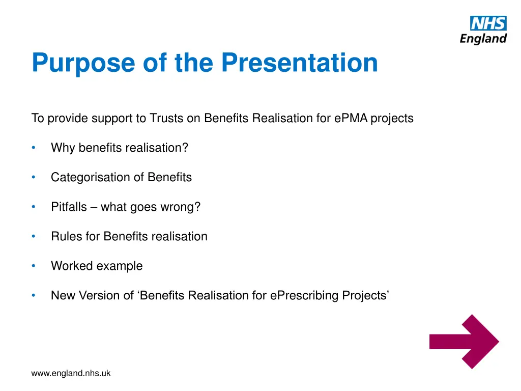 purpose of the presentation