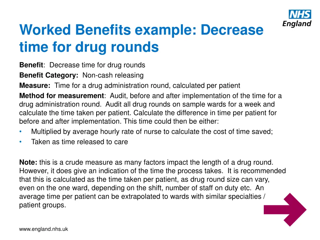 worked benefits example decrease time for drug