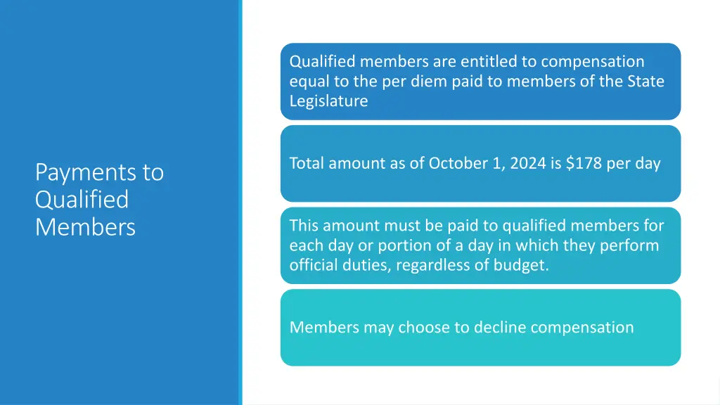 qualified members are entitled to compensation
