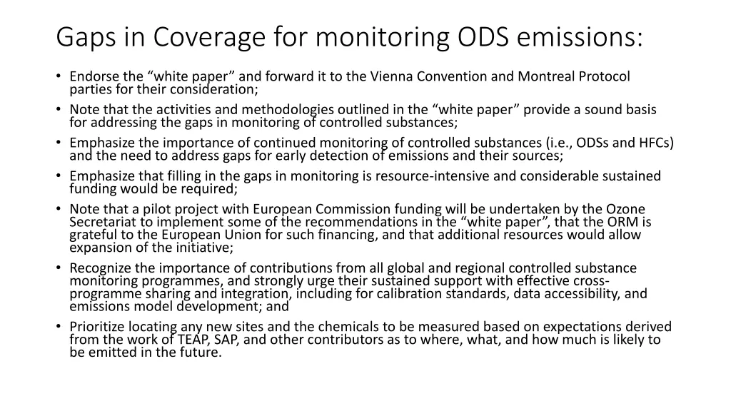 gaps in coverage for monitoring ods emissions