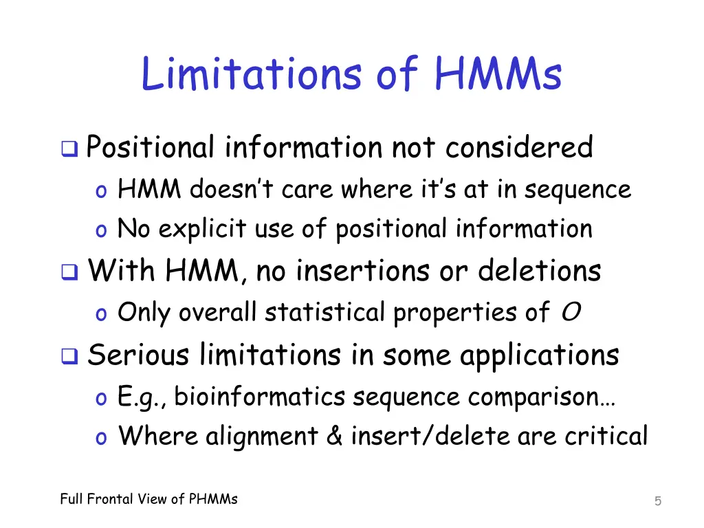 limitations of hmms