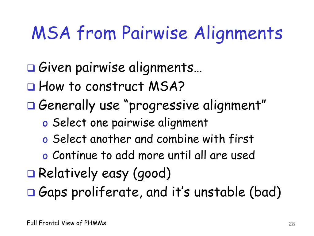 msa from pairwise alignments