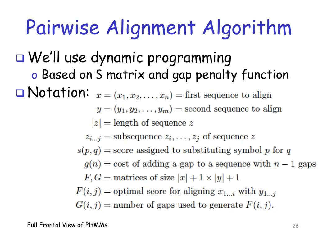 pairwise alignment algorithm