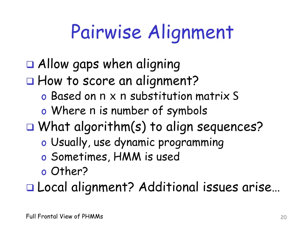pairwise alignment