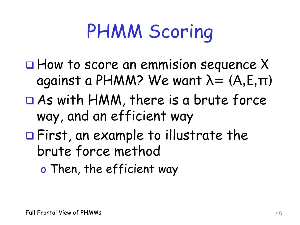 phmm scoring