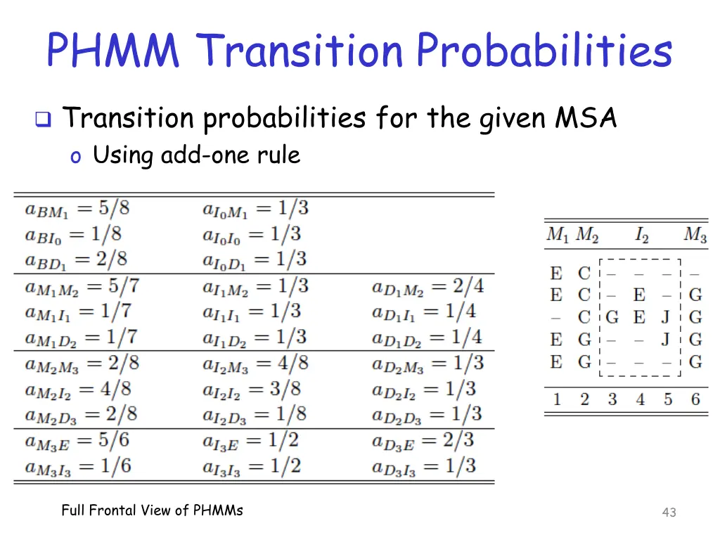 phmm transition probabilities