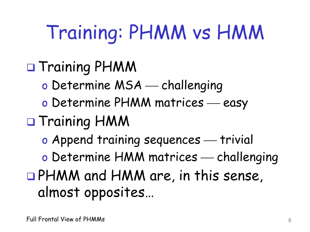 training phmm vs hmm