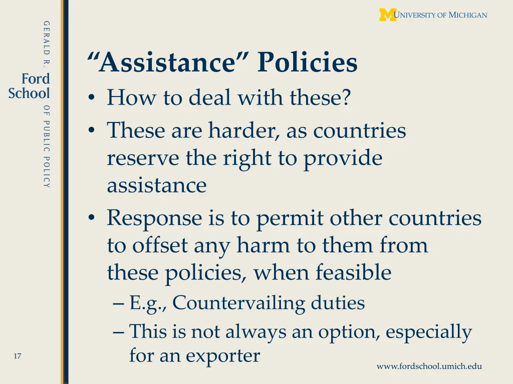 assistance policies how to deal with these these