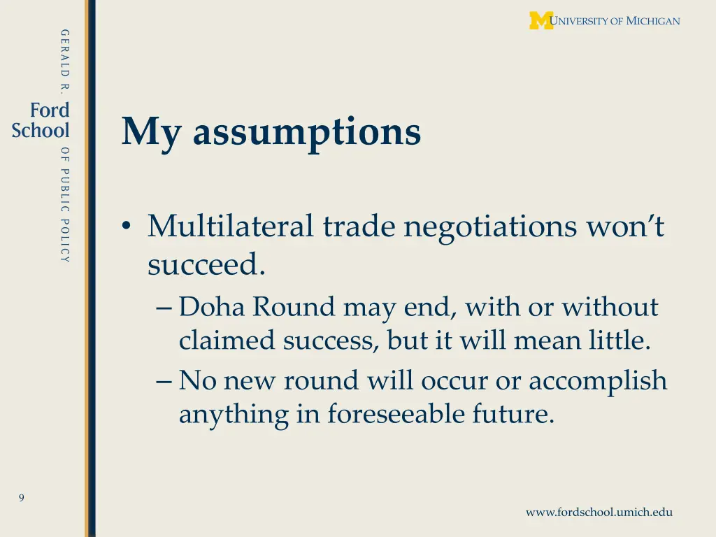 my assumptions