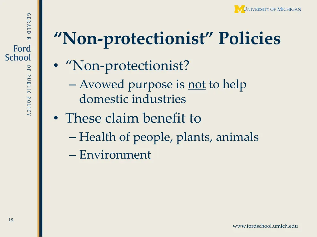 non protectionist policies
