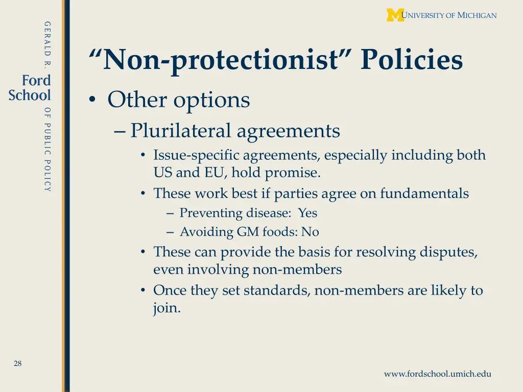 non protectionist policies other options