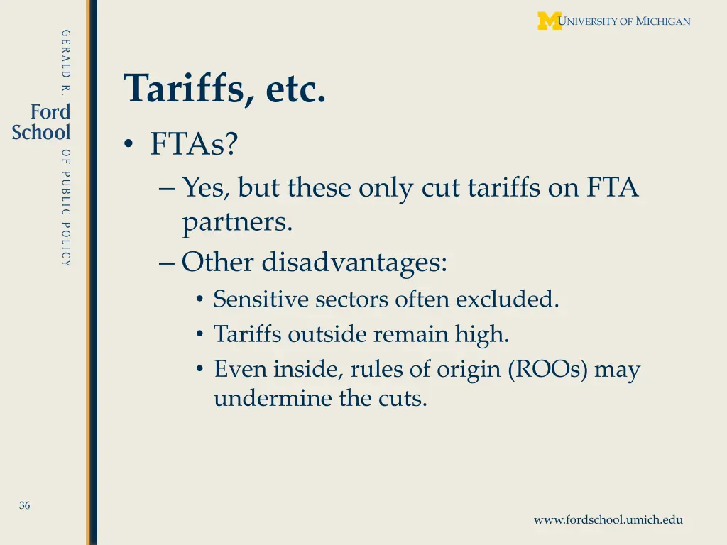 tariffs etc ftas yes but these only cut tariffs