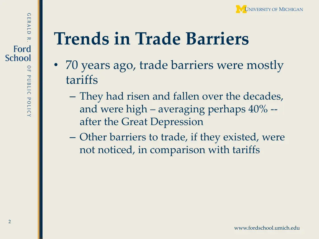 trends in trade barriers