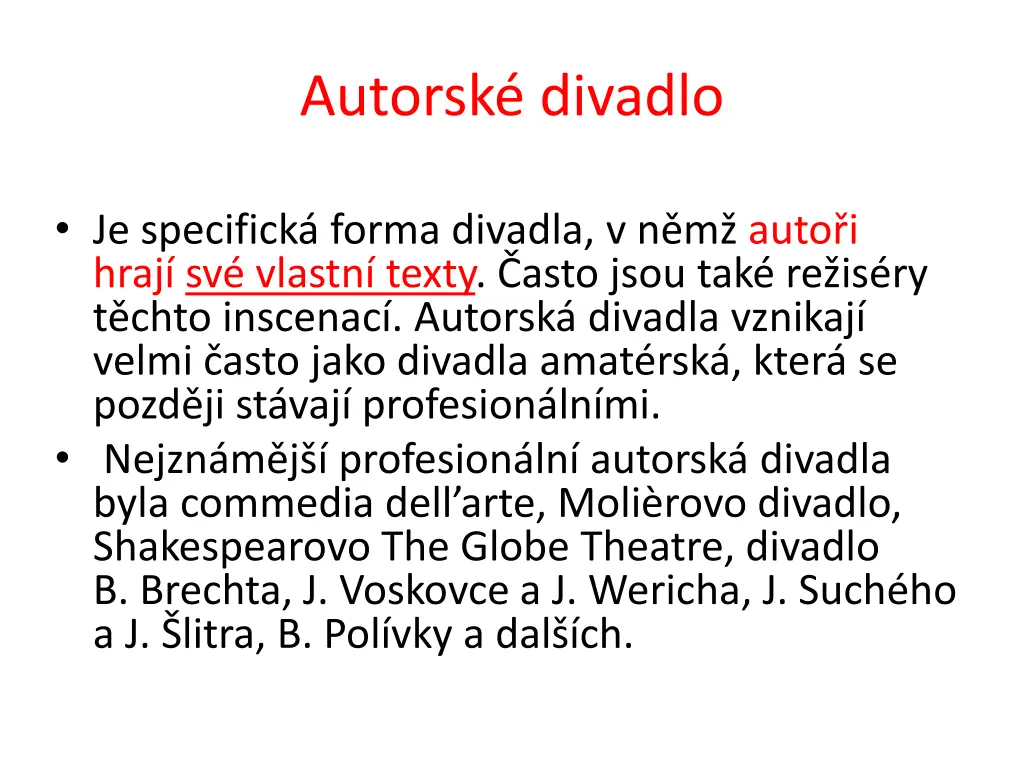autorsk divadlo